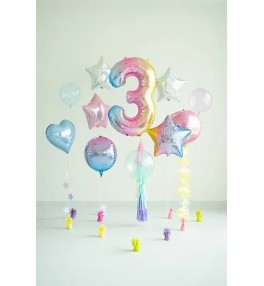 Number "3" Rainbow pastel