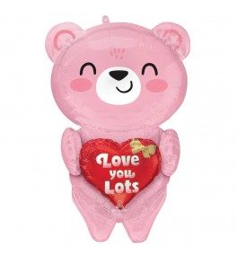 Multi Balloon Blush Bear Hugs