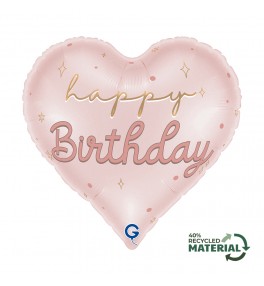 Шар сердце Pink Happy Birthday