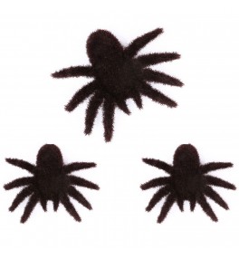 3 Fuzzy Spiders Black...
