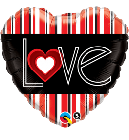 L(Heart)VE red stripes õhupall